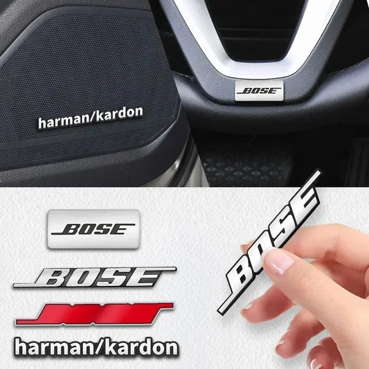 Autocollants Audio Aluminium – BOSE / Harman Kardon (Lot de 2 à 8) !