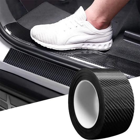 Autocollants de protection de seuil de voiture 5D, plaque de protection de seuil de voiture en Fiber de carbone, protections de pédale de bienvenue de porte automatique, protecteur anti-rayures arrière de voiture