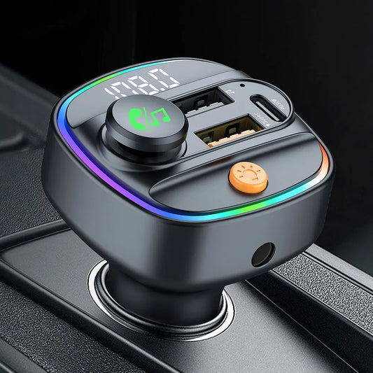 Transmetteur FM Bluetooth 5.3 pour voiture – Charge rapide & Ambiance LED !