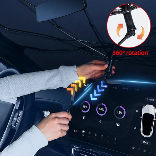 Pare-soleil pliable pare-brise rotatif 360° – Protection thermique été !